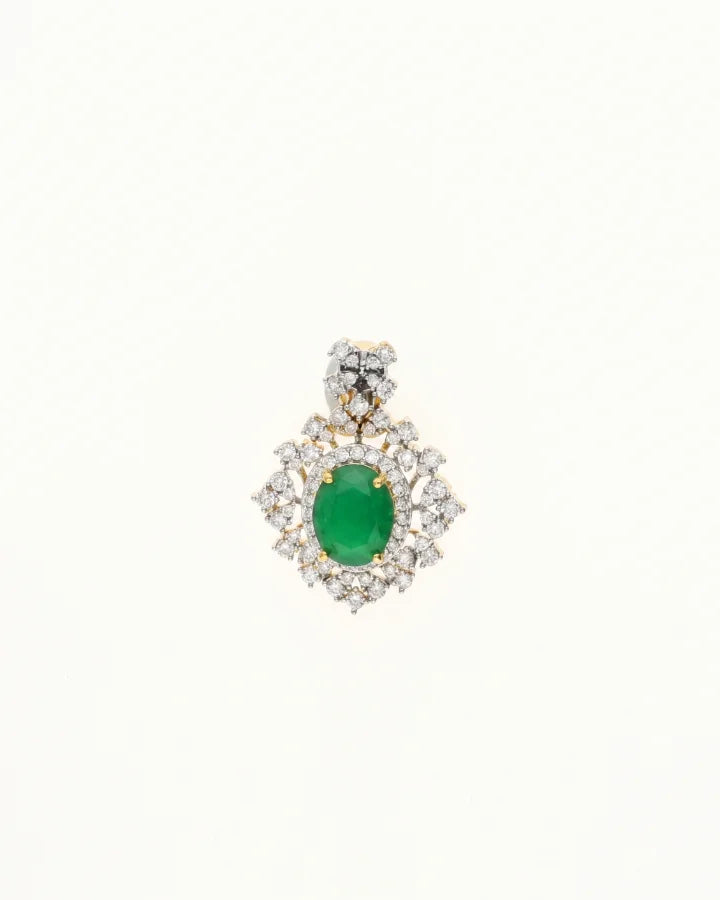 Emerald Aura Pendant Set in 92.5 Silver