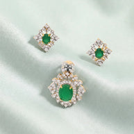Emerald Aura Pendant Set in 92.5 Silver