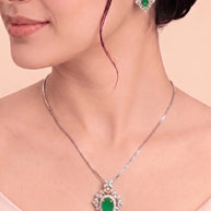Emerald Aura Pendant Set in 92.5 Silver