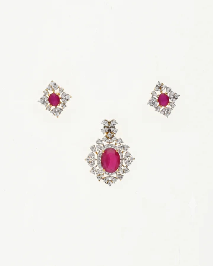 Crimson Radiance Pendant Set in 92.5 Silver