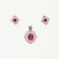 Crimson Radiance Pendant Set in 92.5 Silver
