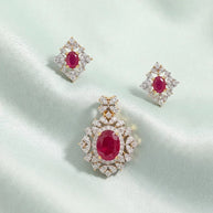 Crimson Radiance Pendant Set in 92.5 Silver