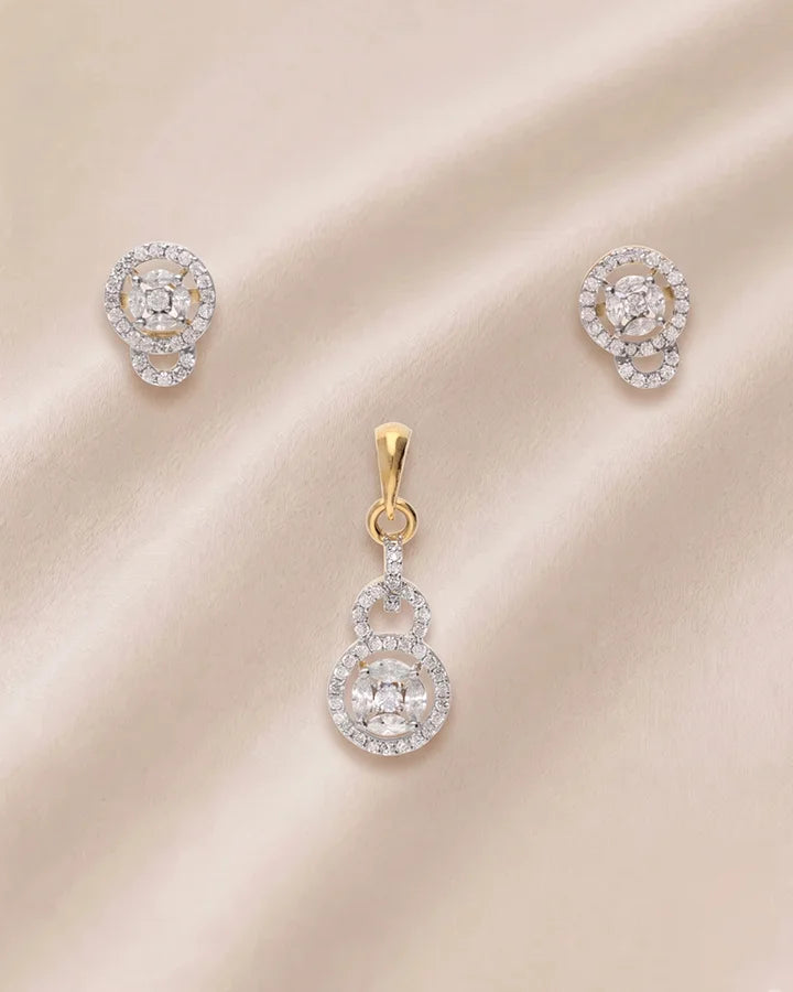 Pearl Drop Charm Pendant Set in 92.5 Silver