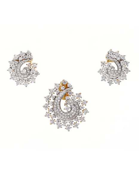Moonlit Curve Pendant Set in 92.5 Silver