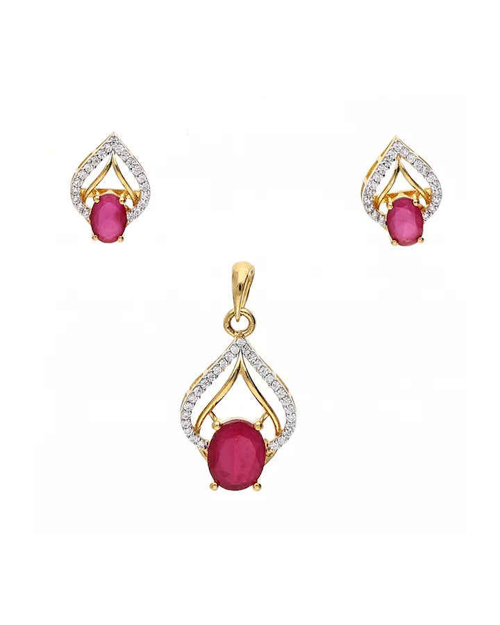 Ruby Cascade Pendant Set in 92.5 Silver