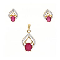 Ruby Cascade Pendant Set in 92.5 Silver