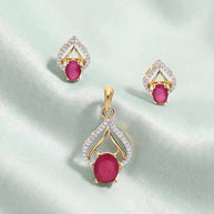 Ruby Cascade Pendant Set in 92.5 Silver