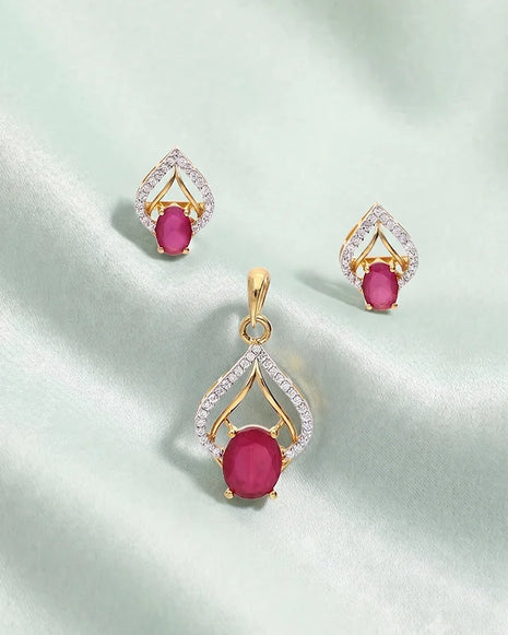 Ruby Cascade Pendant Set in 92.5 Silver