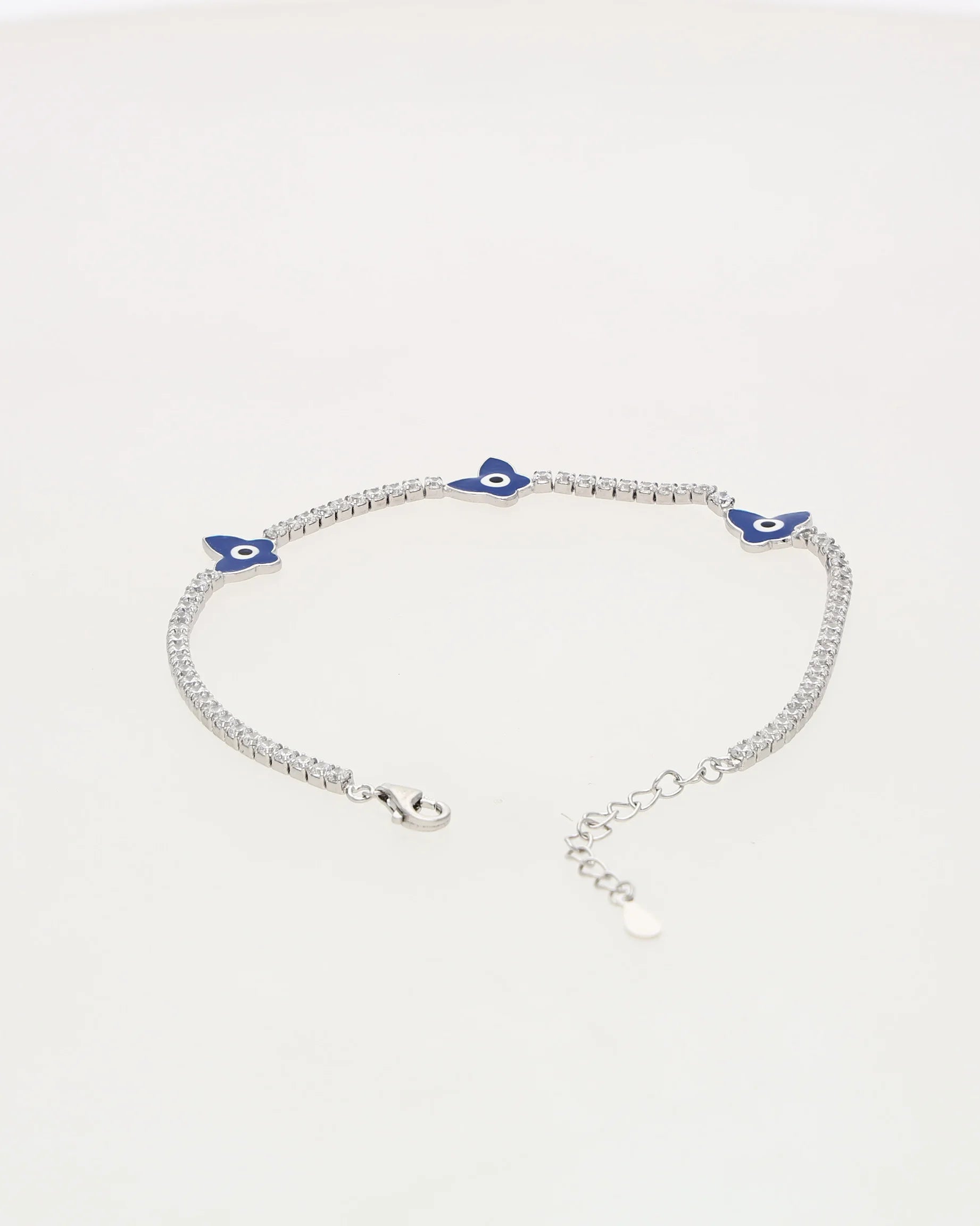 Butterfly Evil Eye Bracelet in 92.5 Silver