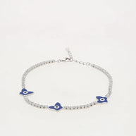 Butterfly Evil Eye Bracelet in 92.5 Silver