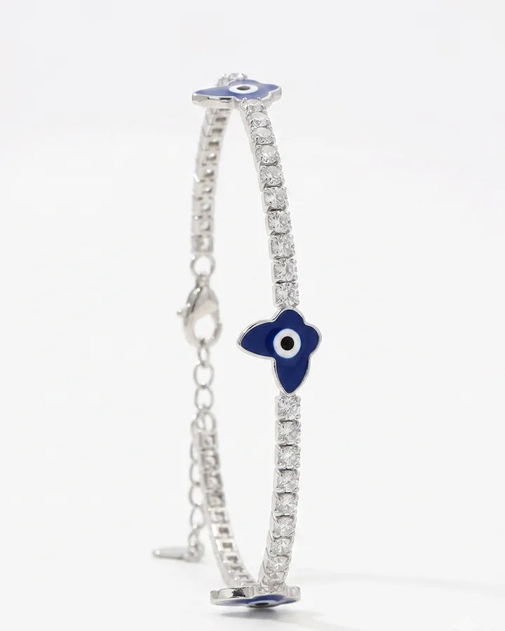 Butterfly Evil Eye Bracelet in 92.5 Silver