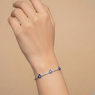 Butterfly Evil Eye Bracelet in 92.5 Silver