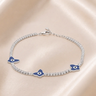 Butterfly Evil Eye Bracelet in 92.5 Silver