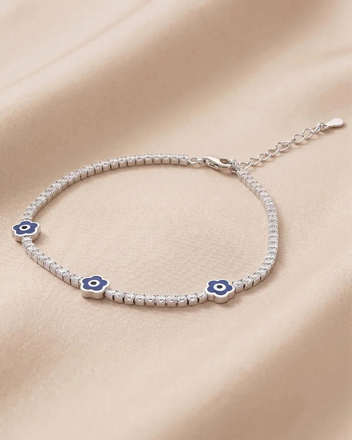 Midnight Bloom Evil Eye Bracelet in 92.5 Silver