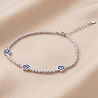 Midnight Bloom Evil Eye Bracelet in 92.5 Silver