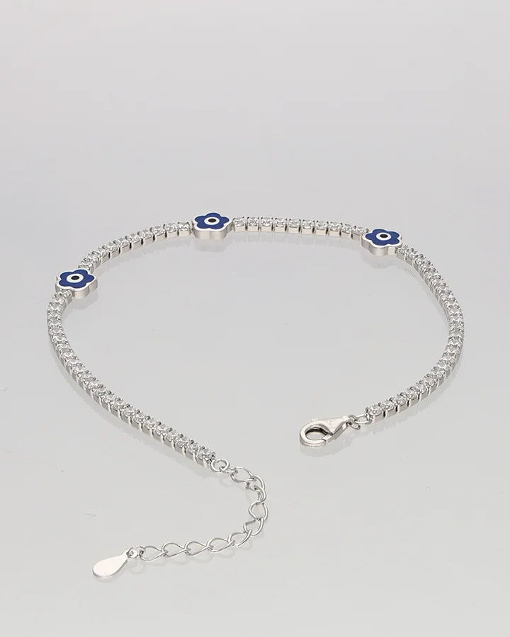Midnight Bloom Evil Eye Bracelet in 92.5 Silver