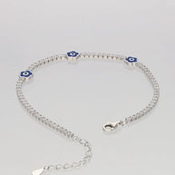 Midnight Bloom Evil Eye Bracelet in 92.5 Silver