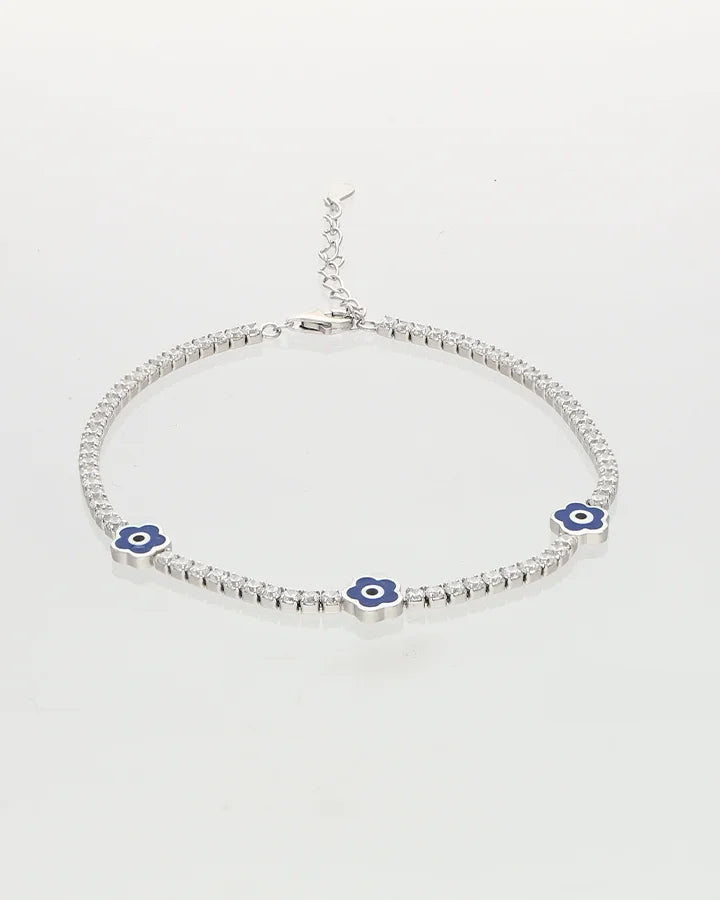 Midnight Bloom Evil Eye Bracelet in 92.5 Silver