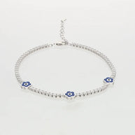 Midnight Bloom Evil Eye Bracelet in 92.5 Silver