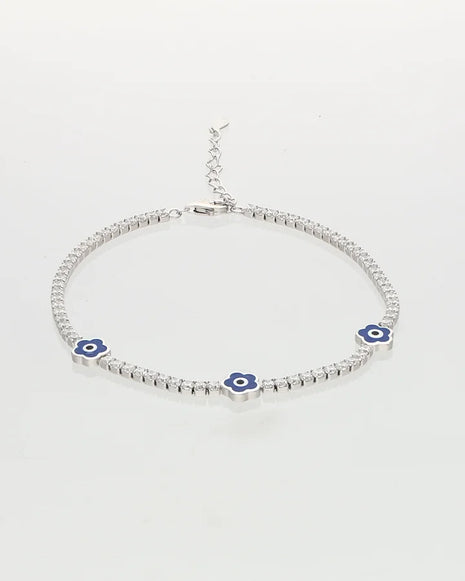 Midnight Bloom Evil Eye Bracelet in 92.5 Silver
