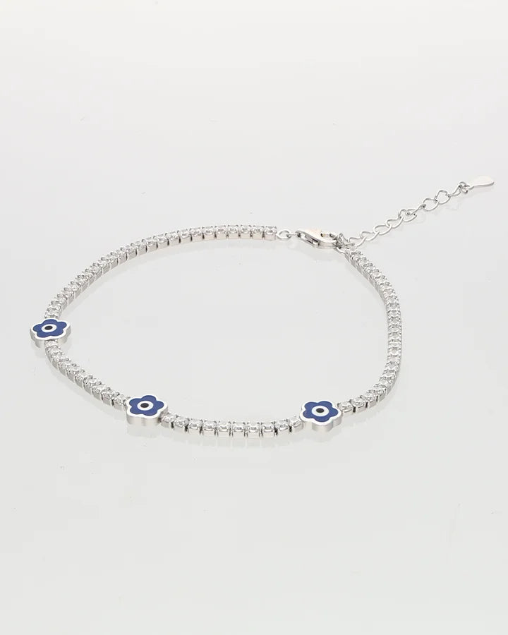 Midnight Bloom Evil Eye Bracelet in 92.5 Silver