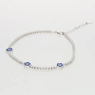 Midnight Bloom Evil Eye Bracelet in 92.5 Silver