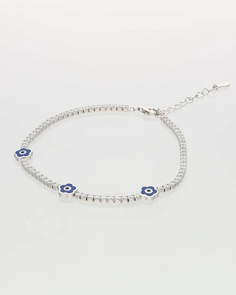 Midnight Bloom Evil Eye Bracelet in 92.5 Silver