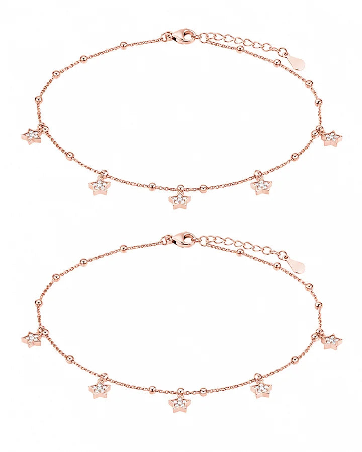 Starlit Charm Anklet in 92.5 Silver