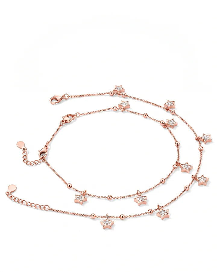 Starlit Charm Anklet in 92.5 Silver