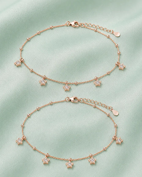 Starlit Charm Anklet in 92.5 Silver
