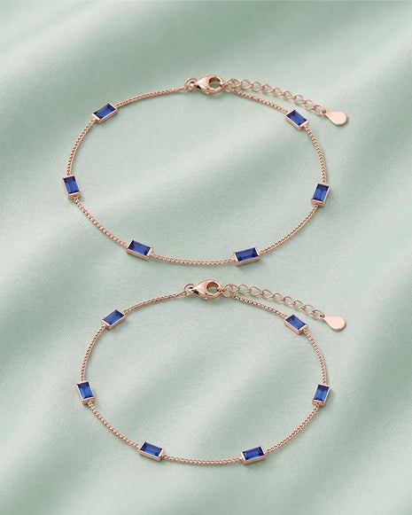 Silver Azure Stone Anklet