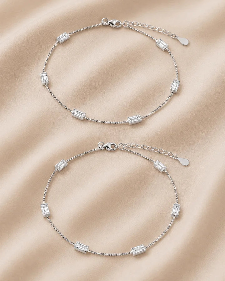 Crystal Line Anklet in 92.5 Silver