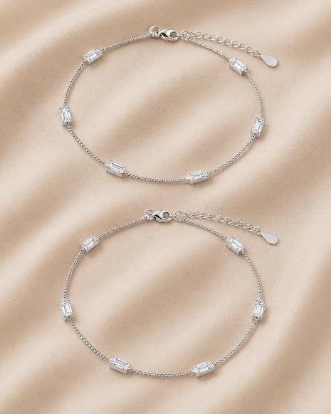 Crystal Line Anklet in 92.5 Silver
