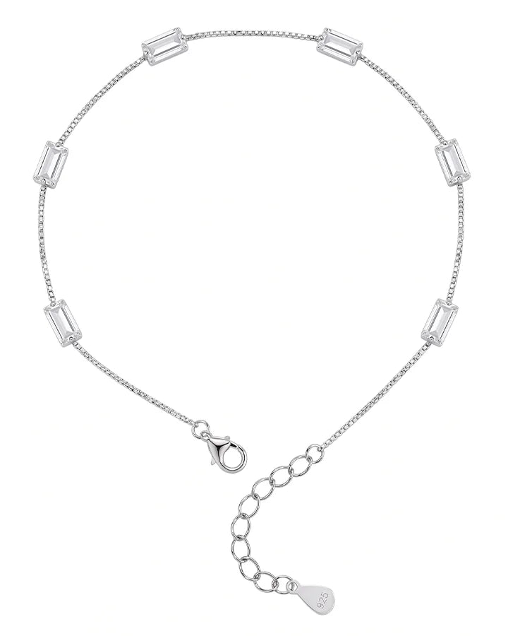 Crystal Line Anklet in 92.5 Silver