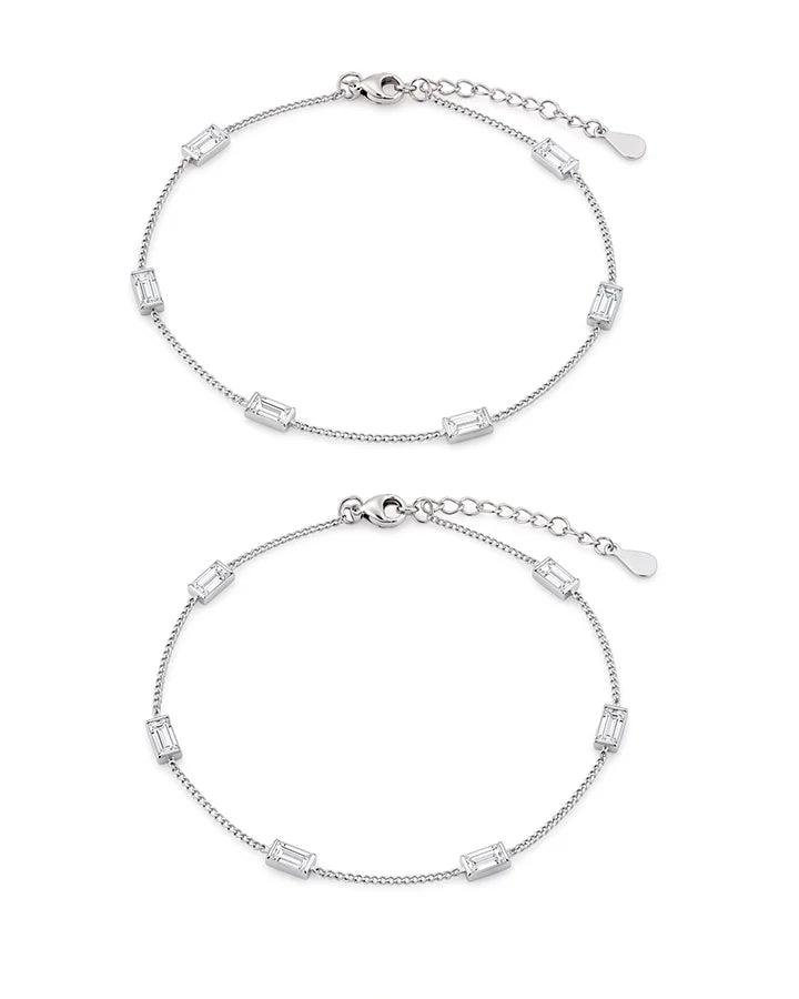 Crystal Line Anklet in 92.5 Silver