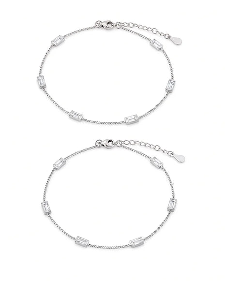 Crystal Line Anklet in 92.5 Silver