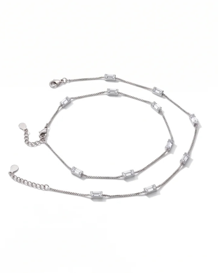 Crystal Line Anklet in 92.5 Silver