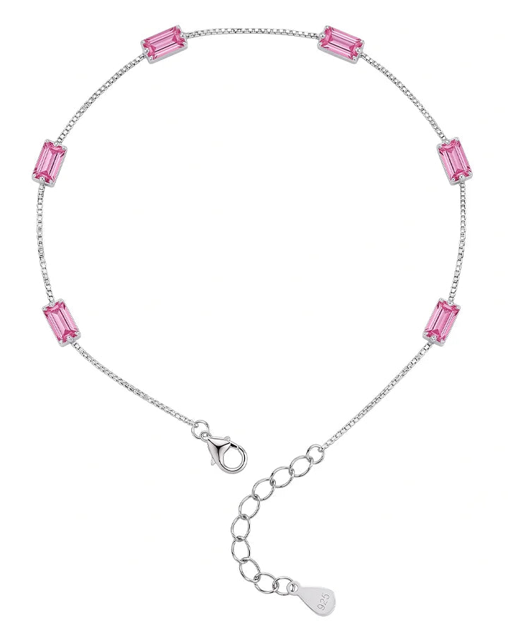 Ruby Line Anklet in 92.5 Silver