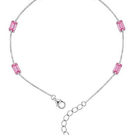 Ruby Line Anklet in 92.5 Silver