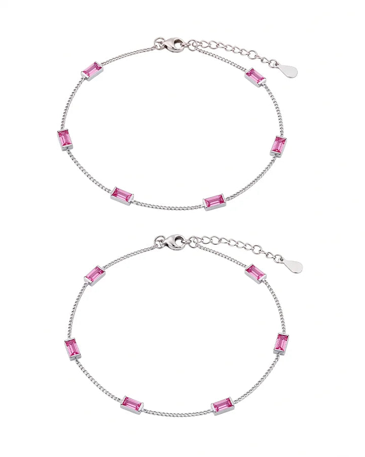 Ruby Line Anklet in 92.5 Silver