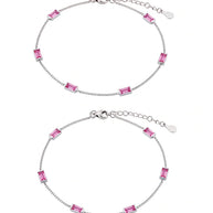 Ruby Line Anklet in 92.5 Silver