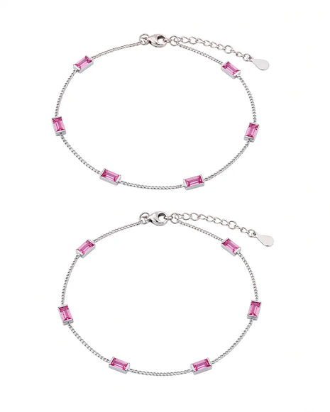 Ruby Line Anklet in 92.5 Silver