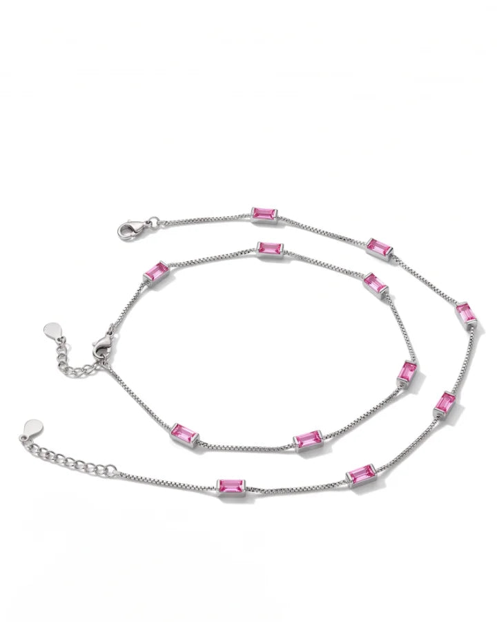 Ruby Line Anklet in 92.5 Silver