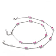 Ruby Line Anklet in 92.5 Silver