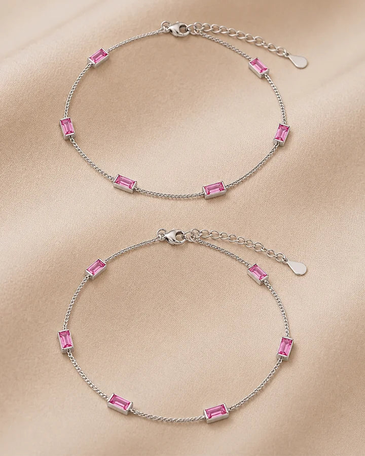 Ruby Line Anklet in 92.5 Silver