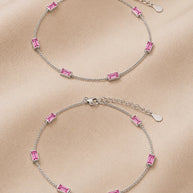 Ruby Line Anklet in 92.5 Silver