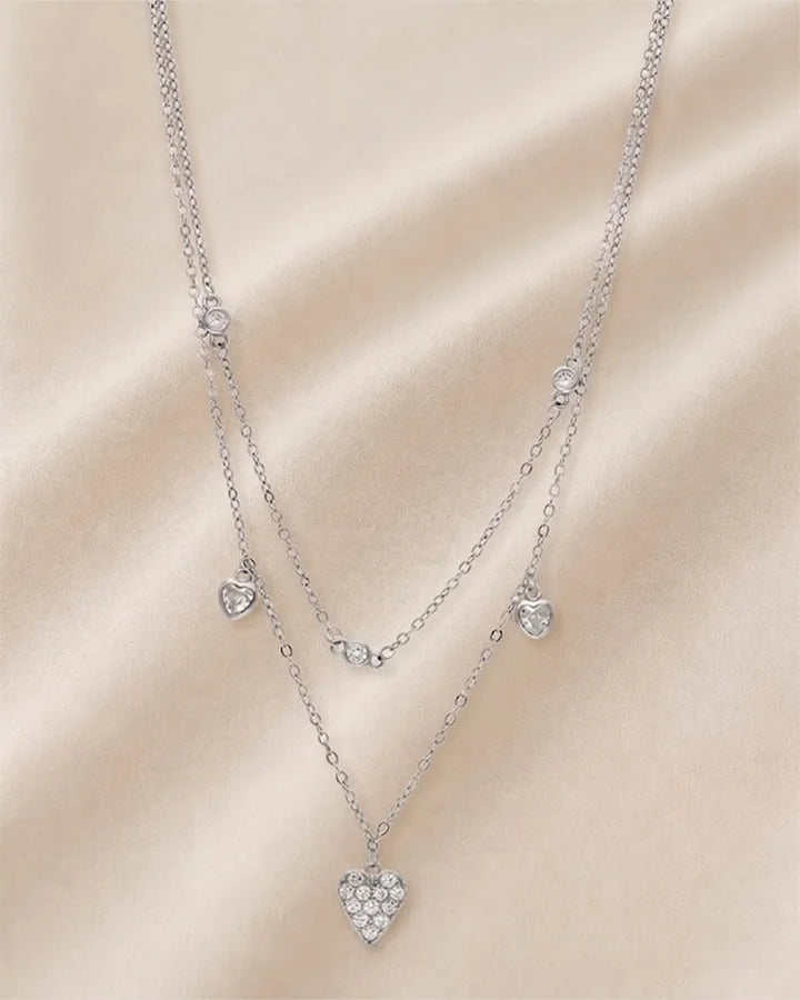 Heart Charm Lariat Chain in 92.5 Silver