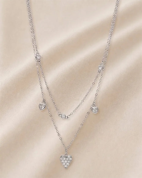 Heart Charm Lariat Chain in 92.5 Silver