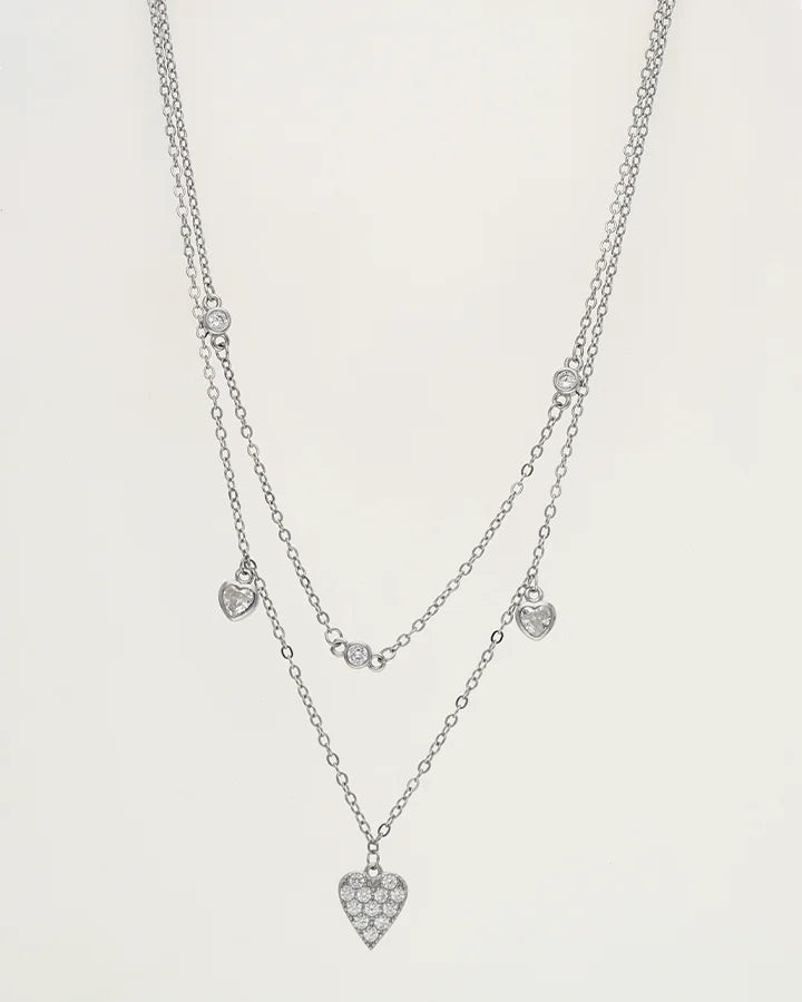 Heart Charm Lariat Chain in 92.5 Silver