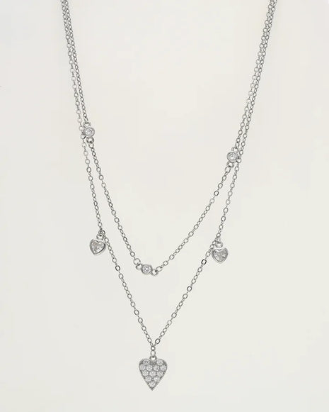 Heart Charm Lariat Chain in 92.5 Silver